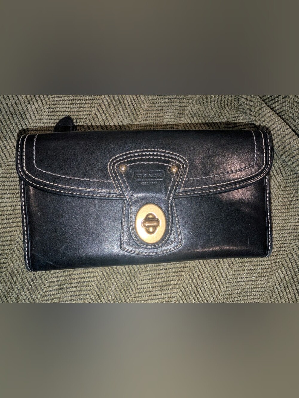 Coach Black Leather Turnlock Wallet Coach Legacy Black Leather Turnlock Trifold